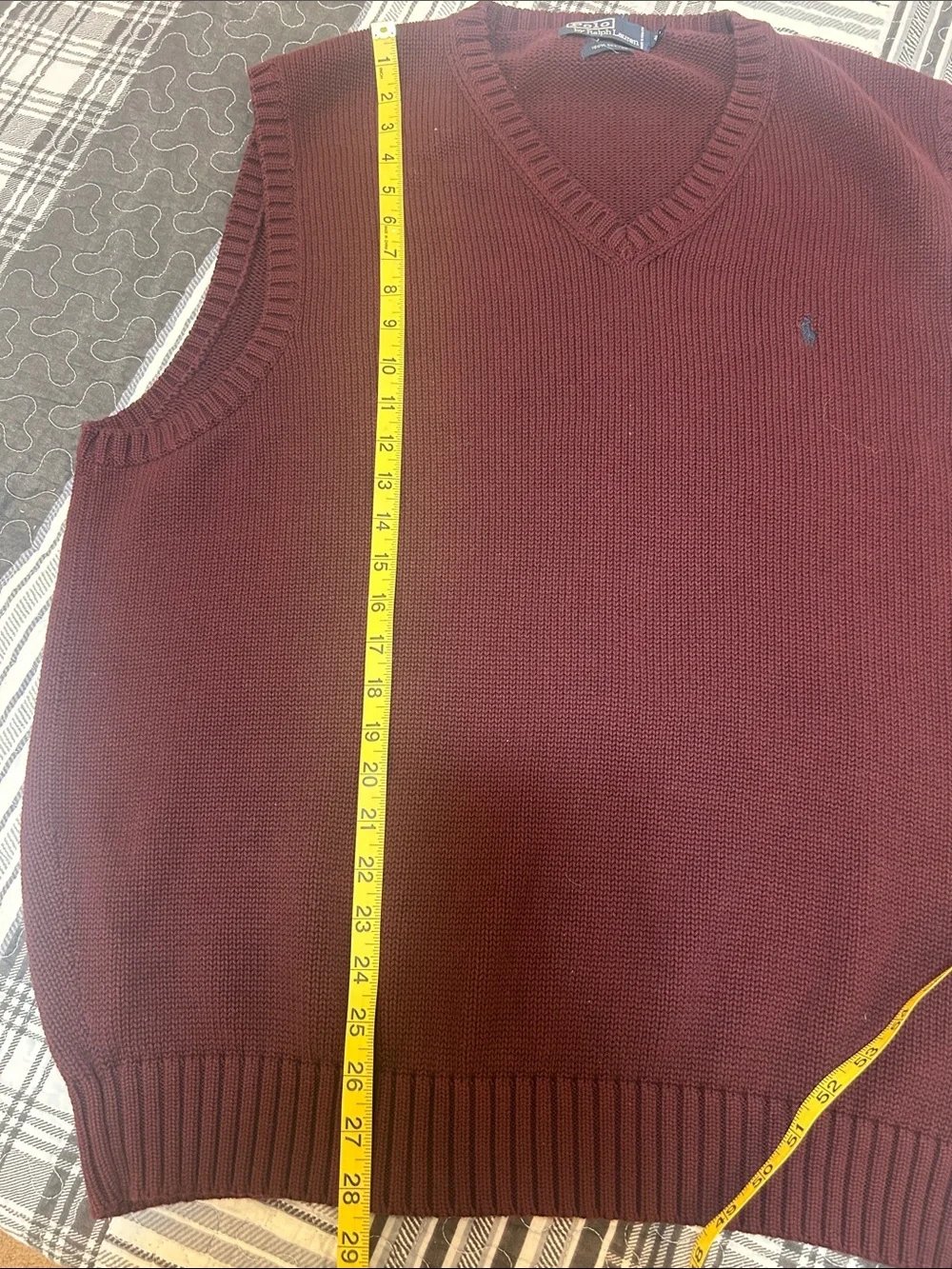 Polo by Ralph Lauren Burgundy V-Neck Knit Sweater Vest